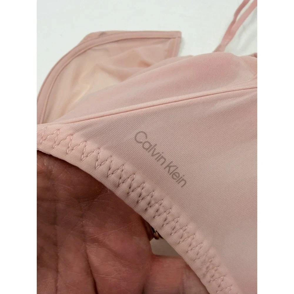 Calvin Klein Womens 32D Sheer Marquisette Unlined Plunge Bra QF6727 in Pink 1476